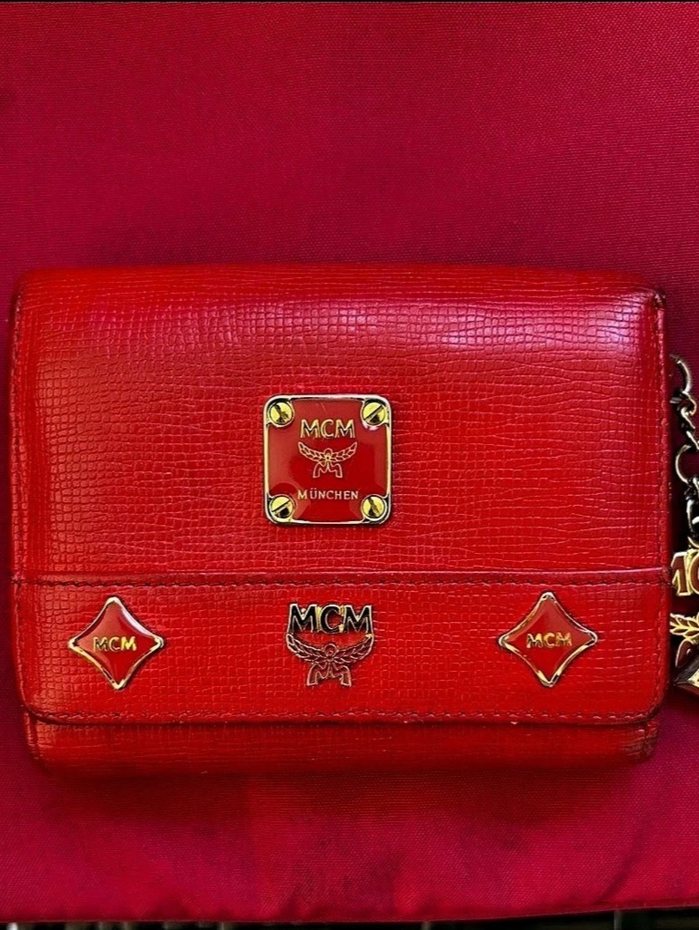 MCM Red Satchel with Matching Wallet - Picture 8 of 11
